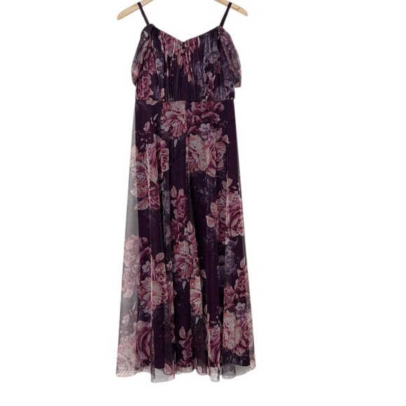 Candalite Spaghetti Strap Floral Sheer Sparkly Fairy Whimisgoth Maxi Dress (PL) - Picture 7 of 16